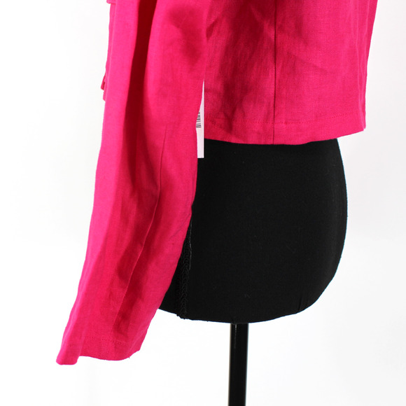 Reformation Elton Linen Blazer NEW Corvette Pink Cropped Button Jacket Size 6 - Picture 5 of 8